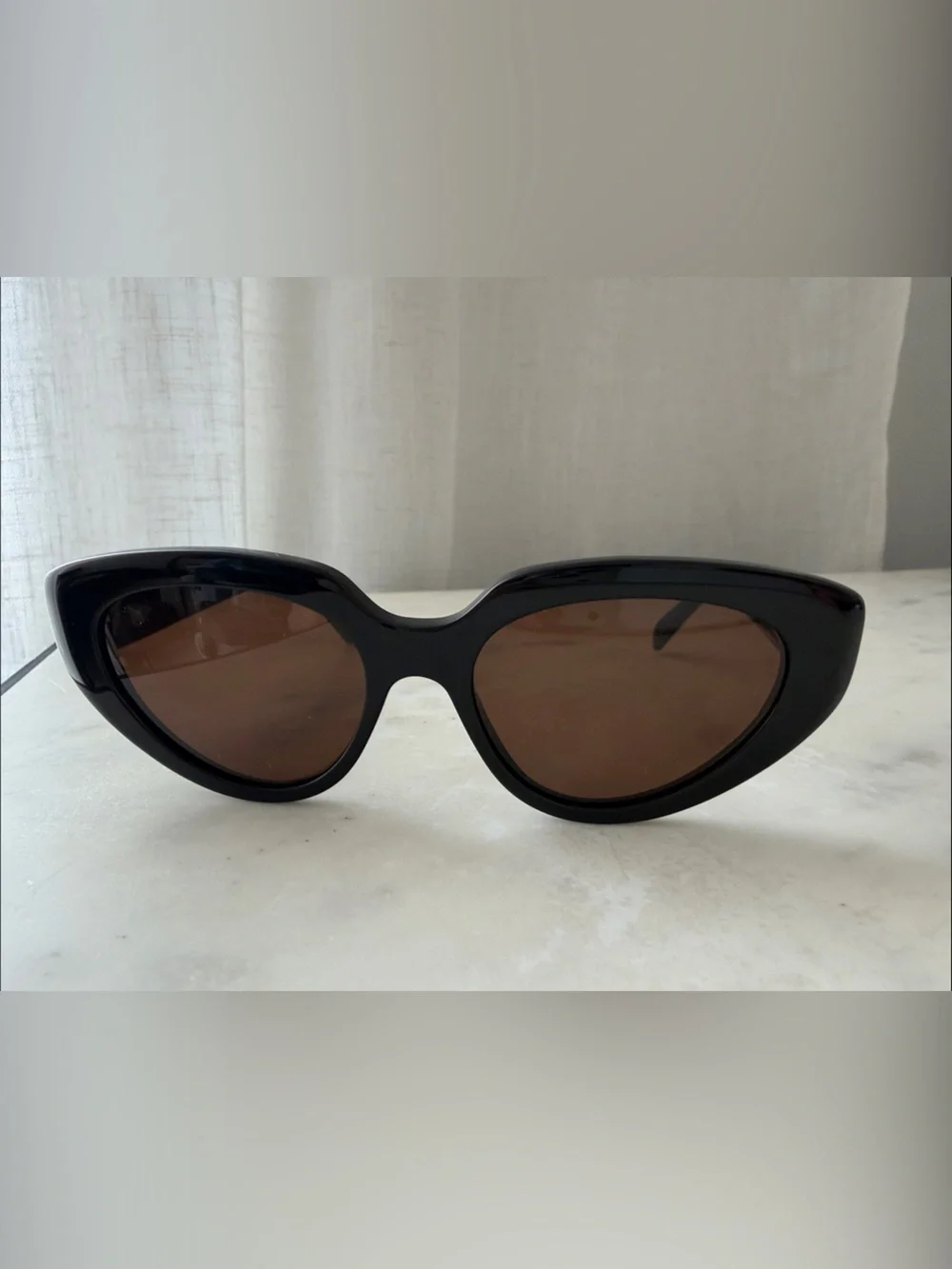 Celine Black Cat-Eye Sunglasses with Brown Lenses